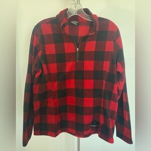 Eddie Bauer buffalo plaid fast fleece 1/4 zip pullover, L